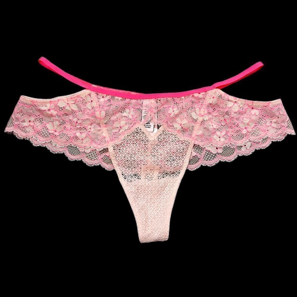 Victoria’s Secret Dream Angels Wide Side Lace Cut Out Sides Thong panty pink Xl
